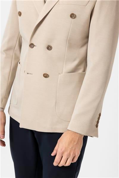 Bej Slim Fit Düz Sivri Yaka 6 Drop Ceket