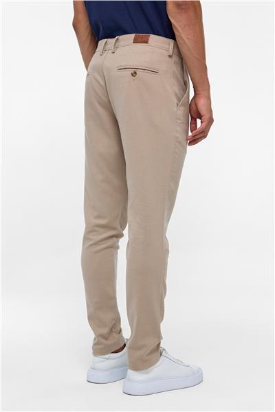 Bej Slim Fit Desenli Kumaş Pantolon