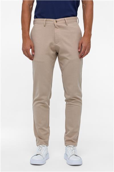 Bej Slim Fit Desenli Kumaş Pantolon