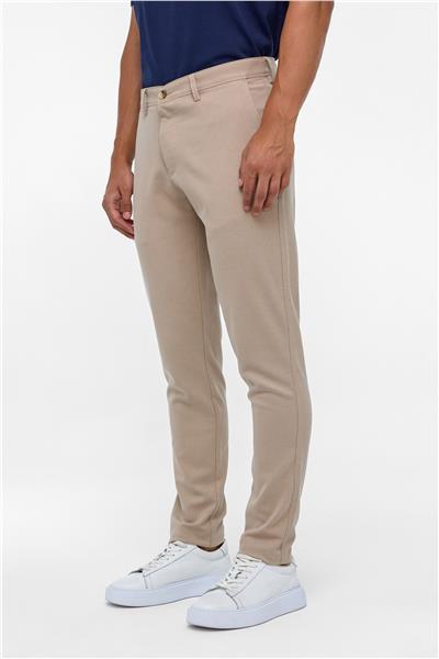 Bej Slim Fit Desenli Kumaş Pantolon