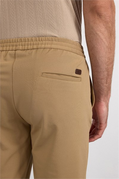 Bej Slim Fit Düz Jogger Pantolon