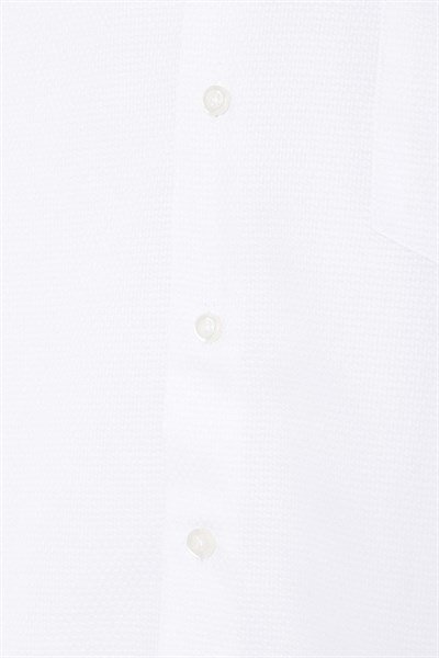 Beyaz Regular Armürlü Klasik Yaka Gömlek