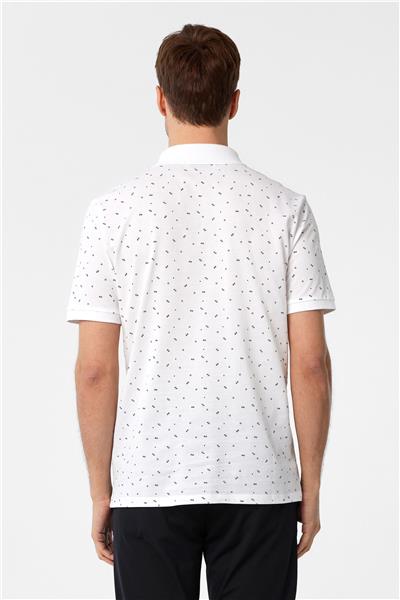 Beyaz Regular Baskılı Polo Yaka Tişört