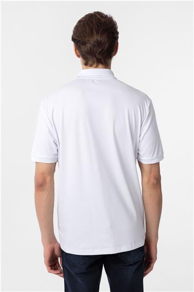 Beyaz Regular Baskılı Polo Yaka Tişört
