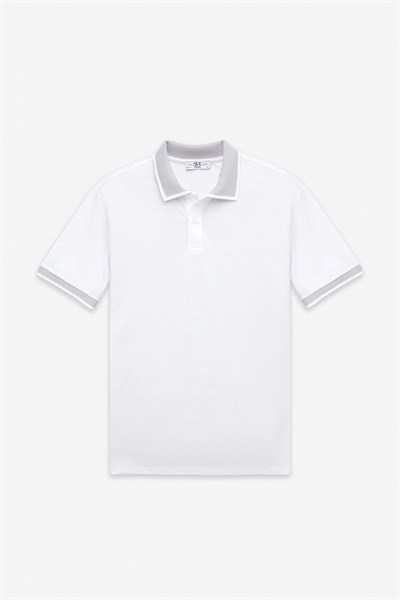 Beyaz Regular Düz Baskısız Pike Polo Yaka Standart Tişört