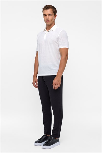 Beyaz Regular Düz Polo Yaka Tişört