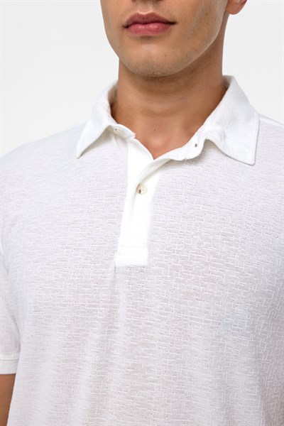 Beyaz Regular Düz Polo Yaka Tişört