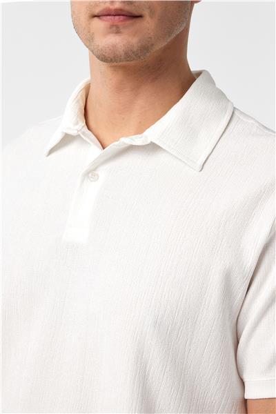 Beyaz Regular Düz Polo Yaka Tişört