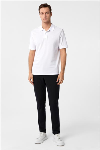 Beyaz Regular Düz Polo Yaka Tişört