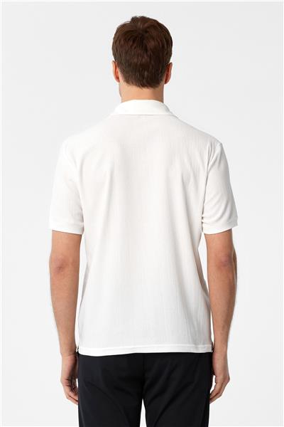 Beyaz Regular Düz Polo Yaka Tişört