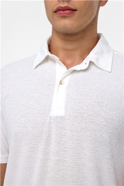 Beyaz Regular Düz Polo Yaka Tişört