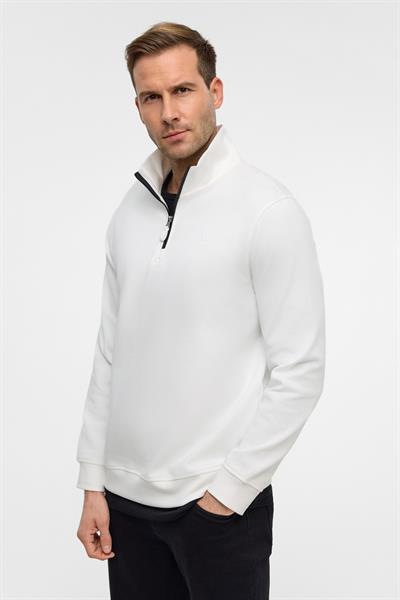 Beyaz Regular Düz Yarım Balıkçı Yaka Sweatshirt