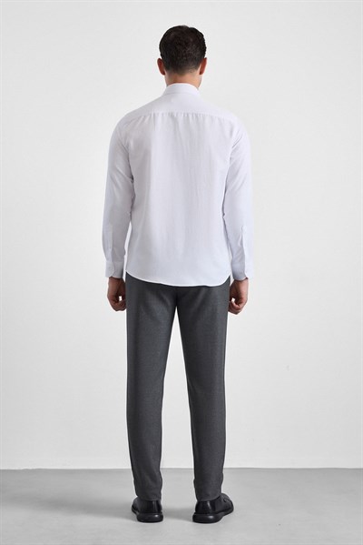 Beyaz Regular Klasik Yaka Casual Gömlek