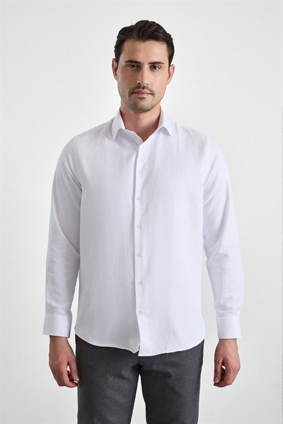 Beyaz Regular Klasik Yaka Casual Gömlek