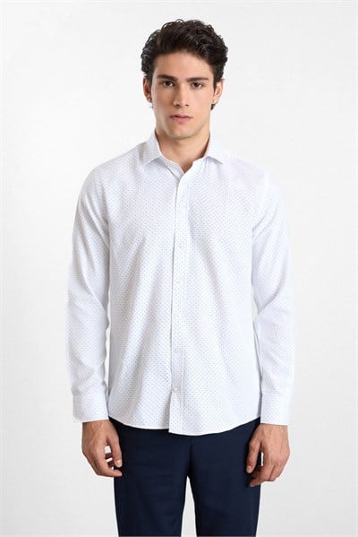 Beyaz Regular Klasik Yaka Minimal Oxford Cepsiz Düğmeli Uzun Kollu Casual Gömlek