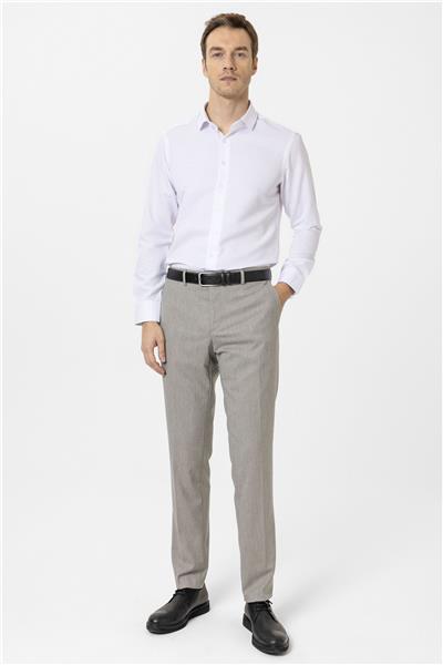 Beyaz Slim Fit Armürlü Klasik Yaka Gömlek