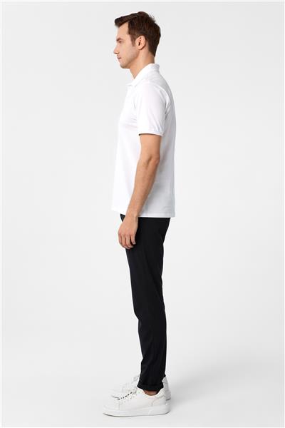 Beyaz Slim Fit Armürlü Polo Yaka Tişört