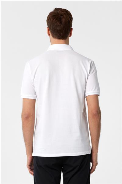 Beyaz Slim Fit Armürlü Polo Yaka Tişört