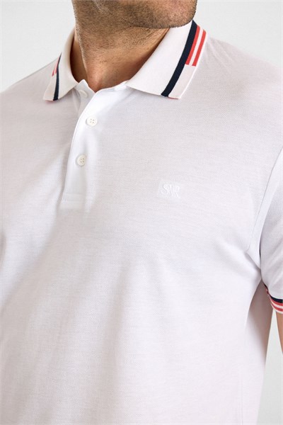 Beyaz Slim Düz Baskısız Pike Polo Yaka Standart Tişört