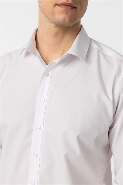 Beyaz Slim Düz Klasik Yaka Gömlek