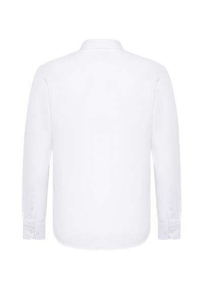 Beyaz Slim Fit Düz Klasik Yaka Gömlek