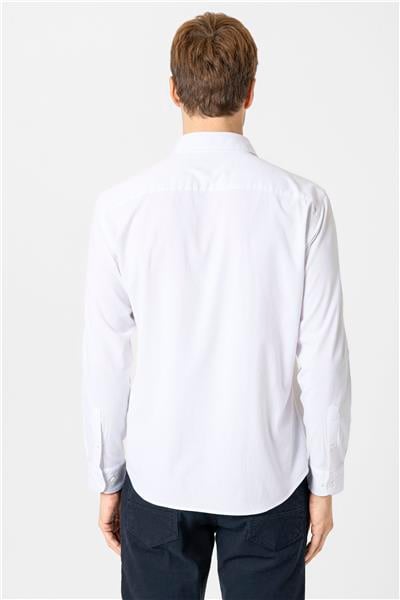 Beyaz Slim Fit Düz Klasik Yaka Gömlek