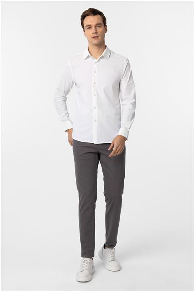 Beyaz Slim Fit Düz Klasik Yaka Gömlek