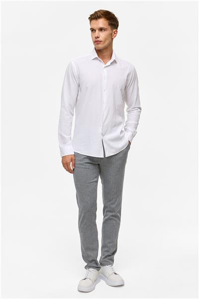 Beyaz Slim Düz Klasik Yaka Gömlek