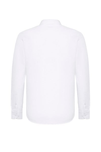 Beyaz Slim Fit Düz Klasik Yaka Gömlek