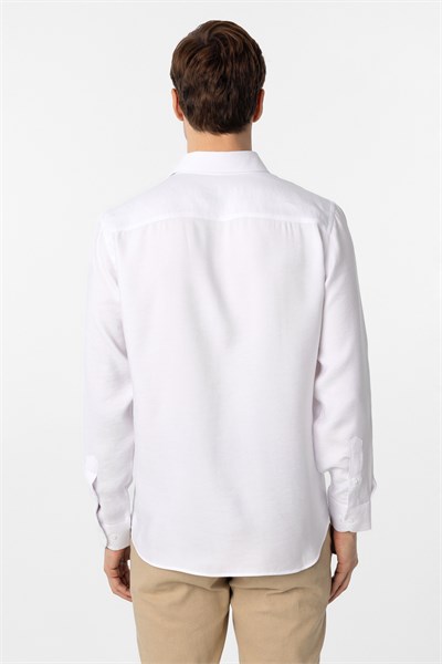 Beyaz Slim Fit Düz Klasik Yaka Gömlek