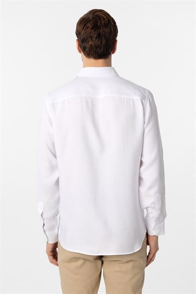 Beyaz Slim Fit Düz Klasik Yaka Gömlek