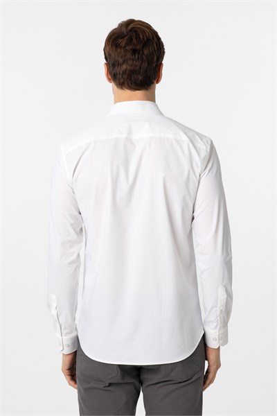 Beyaz Slim Fit Düz Klasik Yaka Gömlek