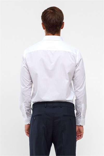 Beyaz Slim Fit Düz Klasik Yaka Gömlek
