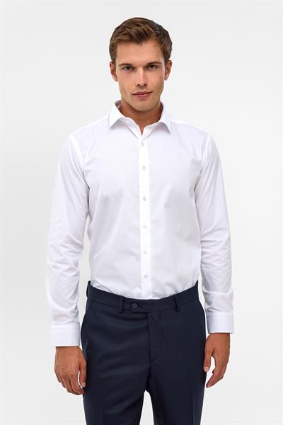 Beyaz Slim Fit Düz Klasik Yaka Gömlek