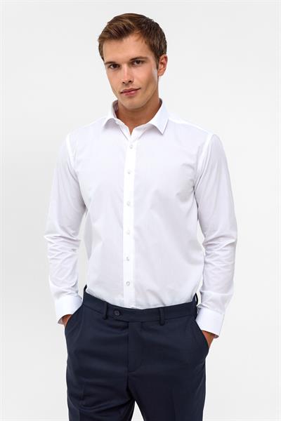 Beyaz Slim Fit Düz Klasik Yaka Gömlek