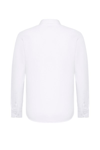 Beyaz Slim Fit Düz Klasik Yaka Gömlek