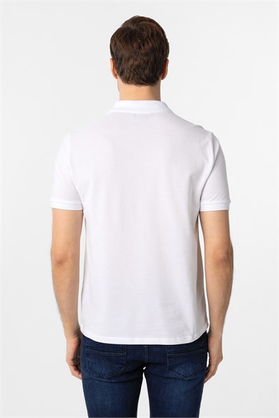 Beyaz Slim Fit Düz Polo Yaka Tişört