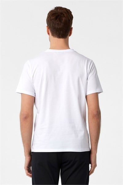 Beyaz Slim Fit Düz V Yaka Tişört