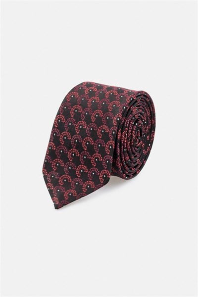 Bordo Baskılı Kravat