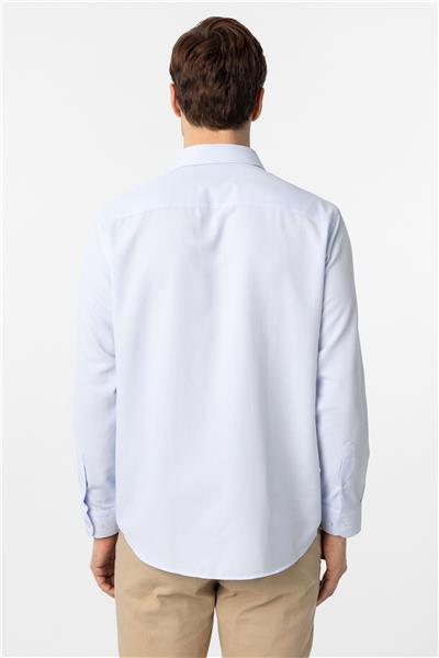 Buz Mavi Regular Fit Armürlü Klasik Yaka Gömlek