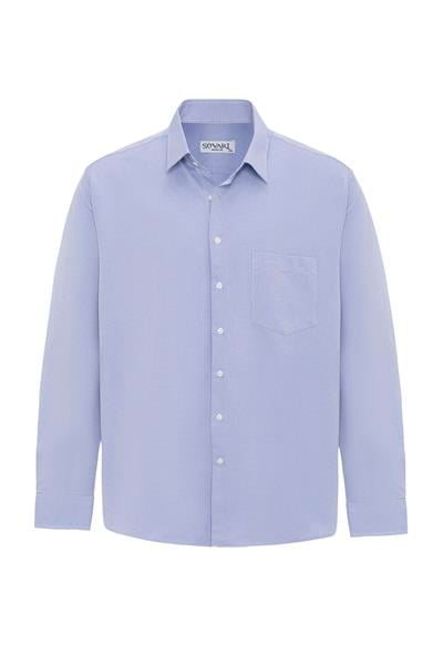 Buz Mavi Regular Armürlü Klasik Yaka Gömlek