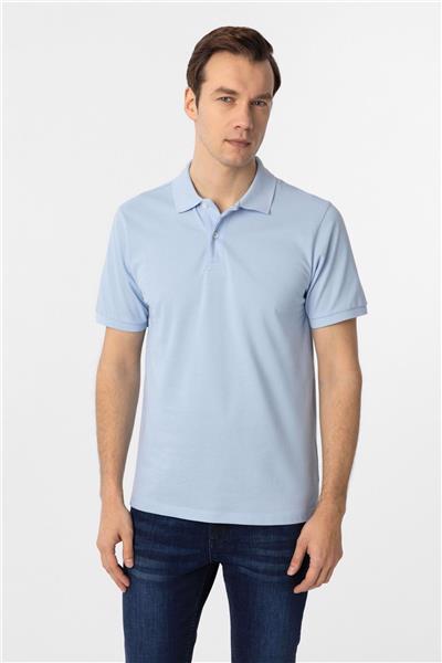 Buz Mavi Regular Armürlü Polo Yaka Tişört
