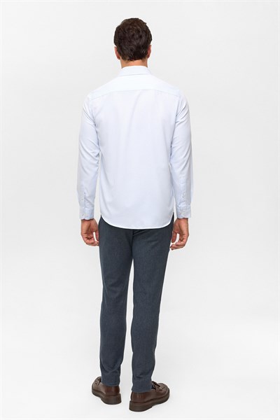 Buz Mavi Regular Desenli Klasik Yaka Gömlek