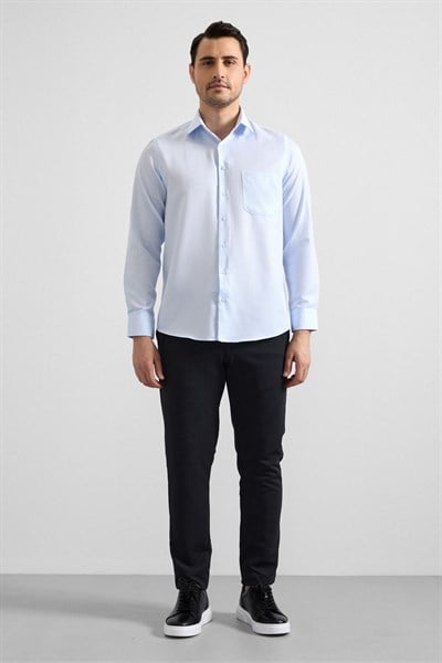 Buz Mavi Regular Klasik Yaka Casual Gömlek