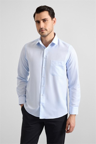 Buz Mavi Regular Klasik Yaka Casual Gömlek