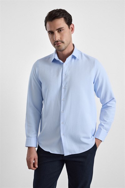 Buz Mavi Regular Klasik Yaka Casual Gömlek