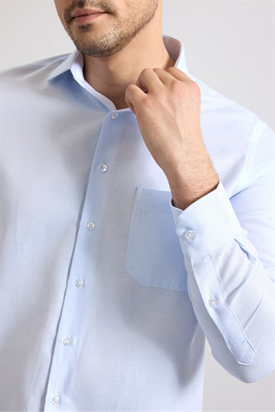 Buz Mavi Regular Klasik Yaka Casual Gömlek