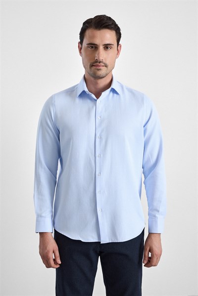 Buz Mavi Regular Klasik Yaka Casual Gömlek