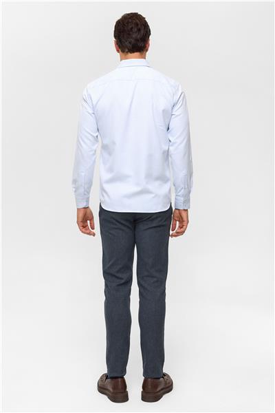 Buz Mavi Slim Armürlü Klasik Yaka Gömlek