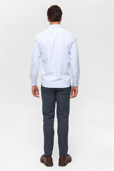 Buz Mavi Slim Armürlü Klasik Yaka Gömlek